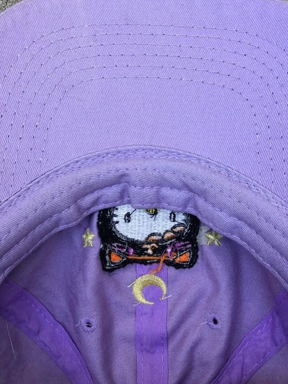 SANRIO HELLO KITTY Halloween Black Cat Hat Womens One Size Purple Adjustable Cap